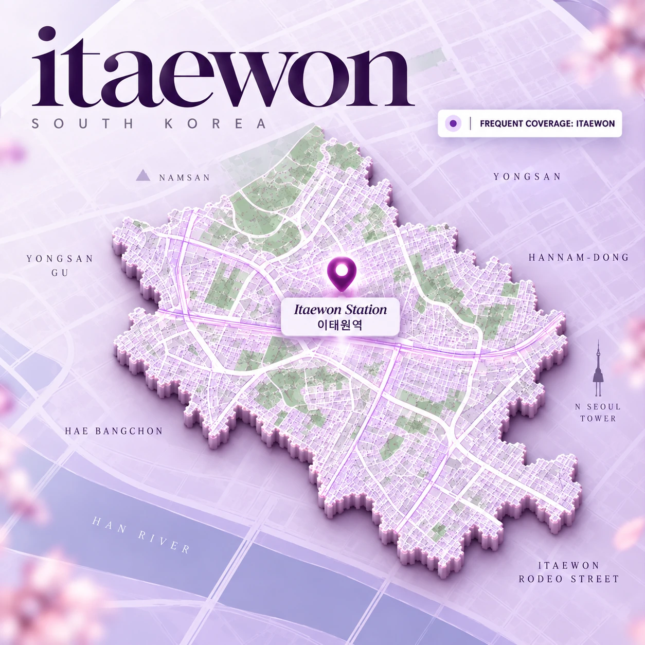 Itaewon mobile massage service area map in Seoul